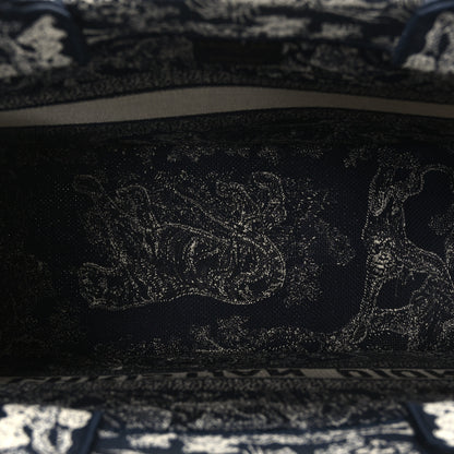 Christian Dior Canvas Embroidered Medium Toile De Jouy Reverse Book Tote Blue 4 of 9