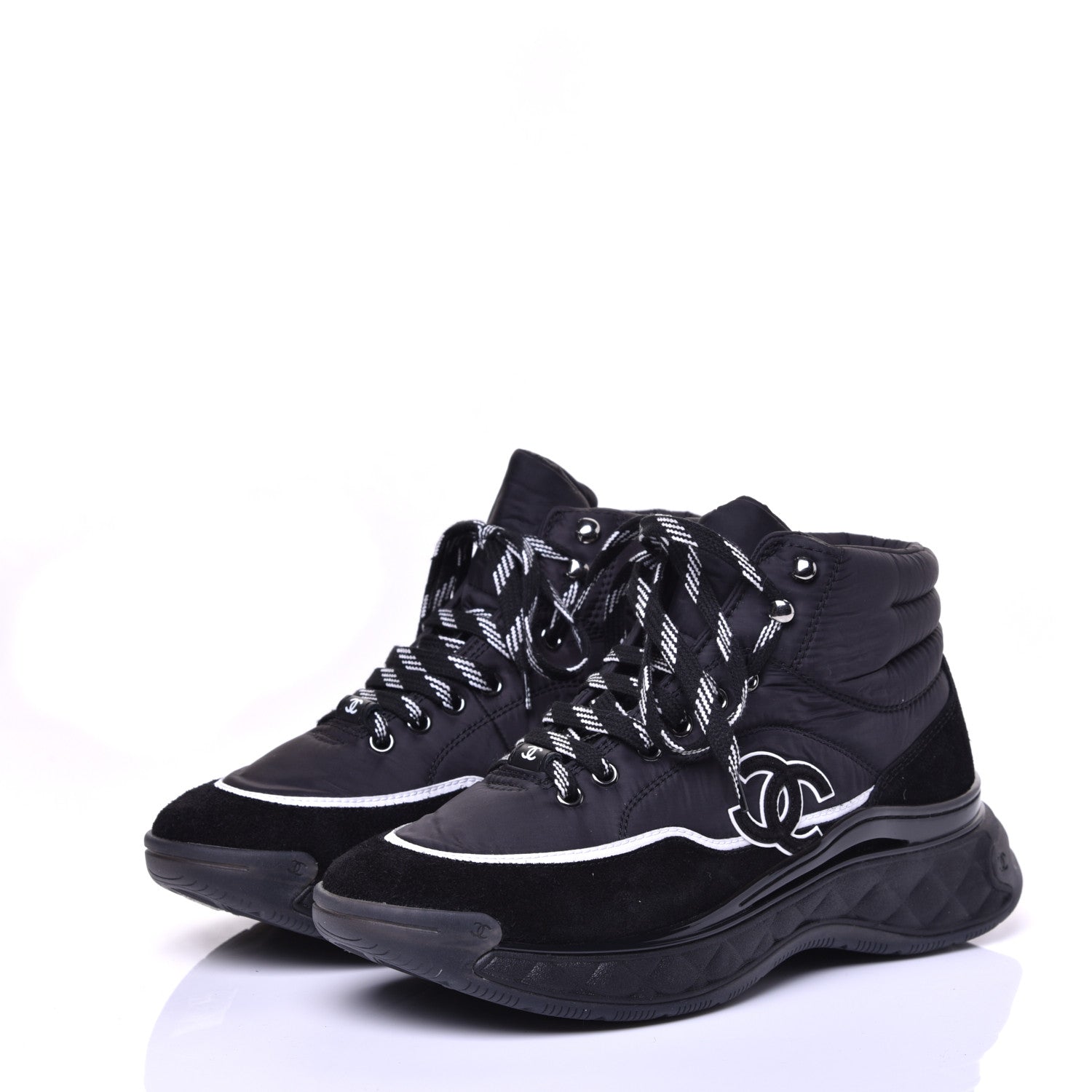 Chanel Fabric Suede Womens CC Sneakers 39 Black 2 of 9