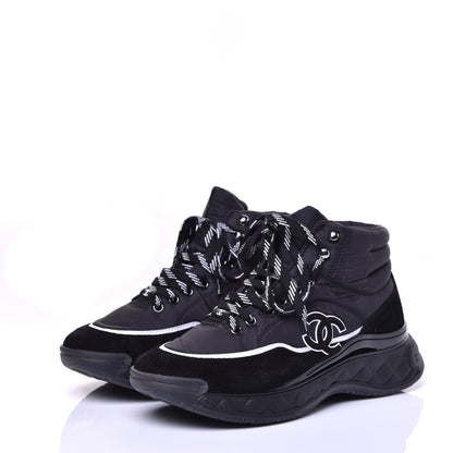 Chanel Fabric Suede Womens CC Sneakers 39 Black 2 of 9
