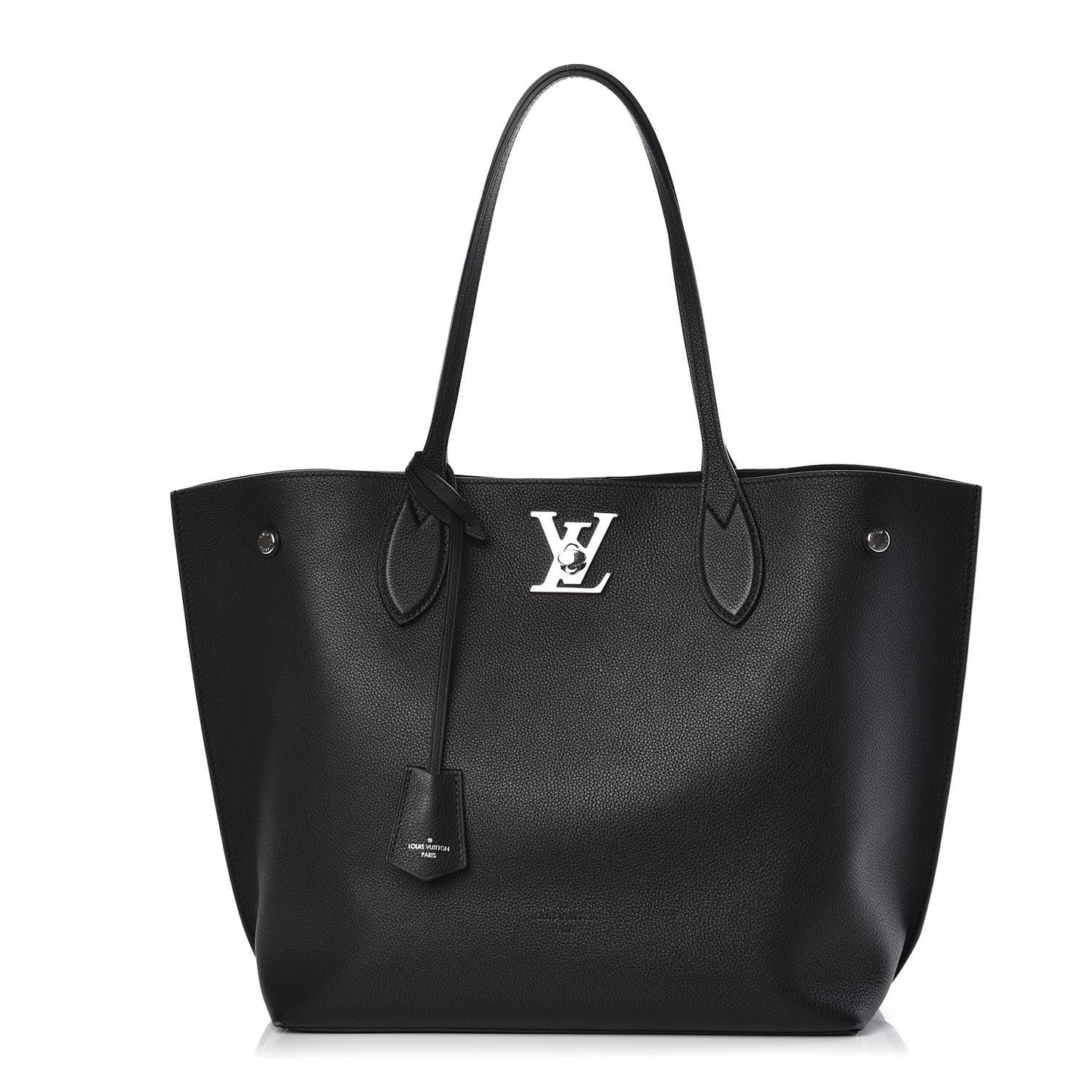 Calfskin Lockme Go Tote Black