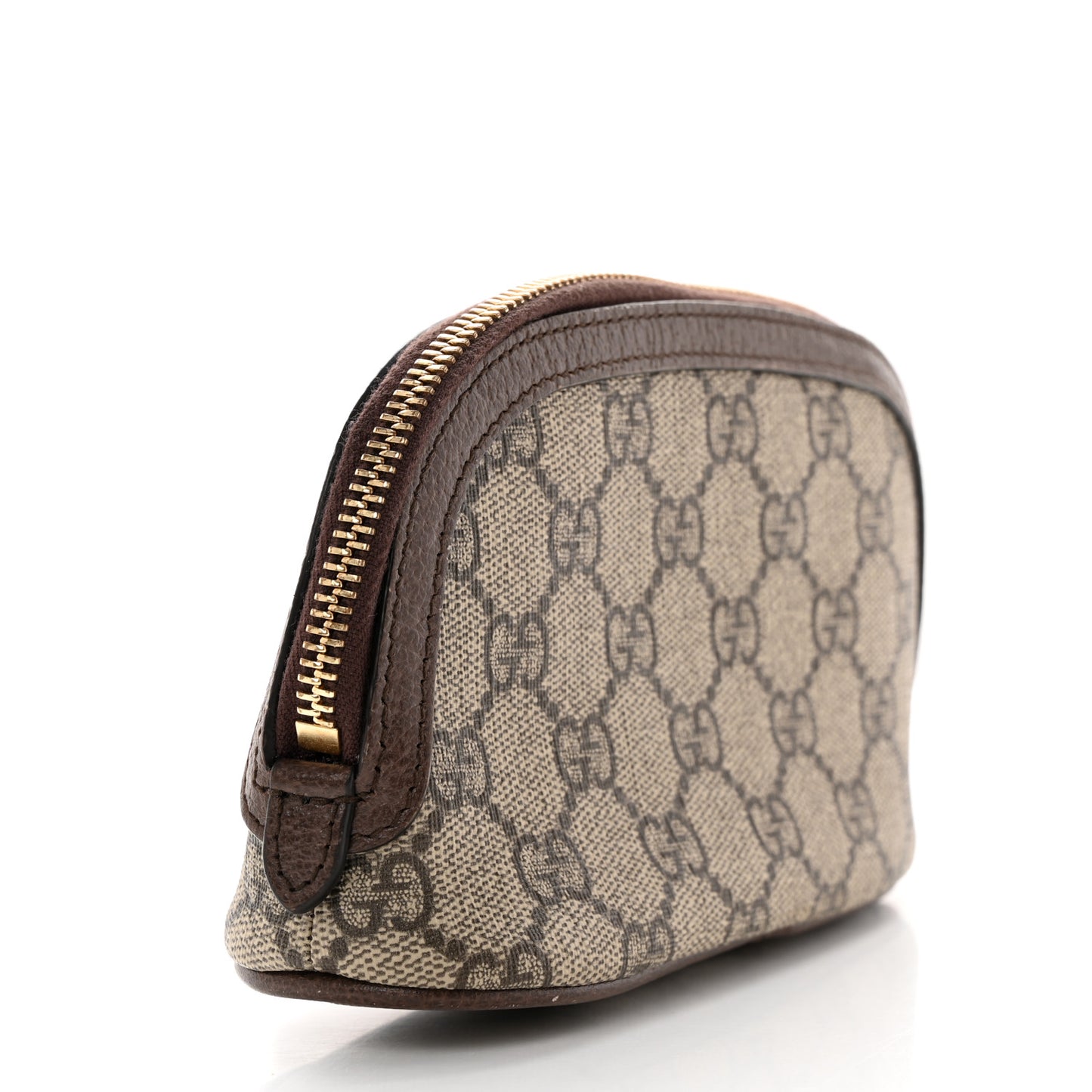 GG Supreme Monogram Textured Calfskin Web Medium Ophidia Cosmetic Case Beige Ebony New Acero