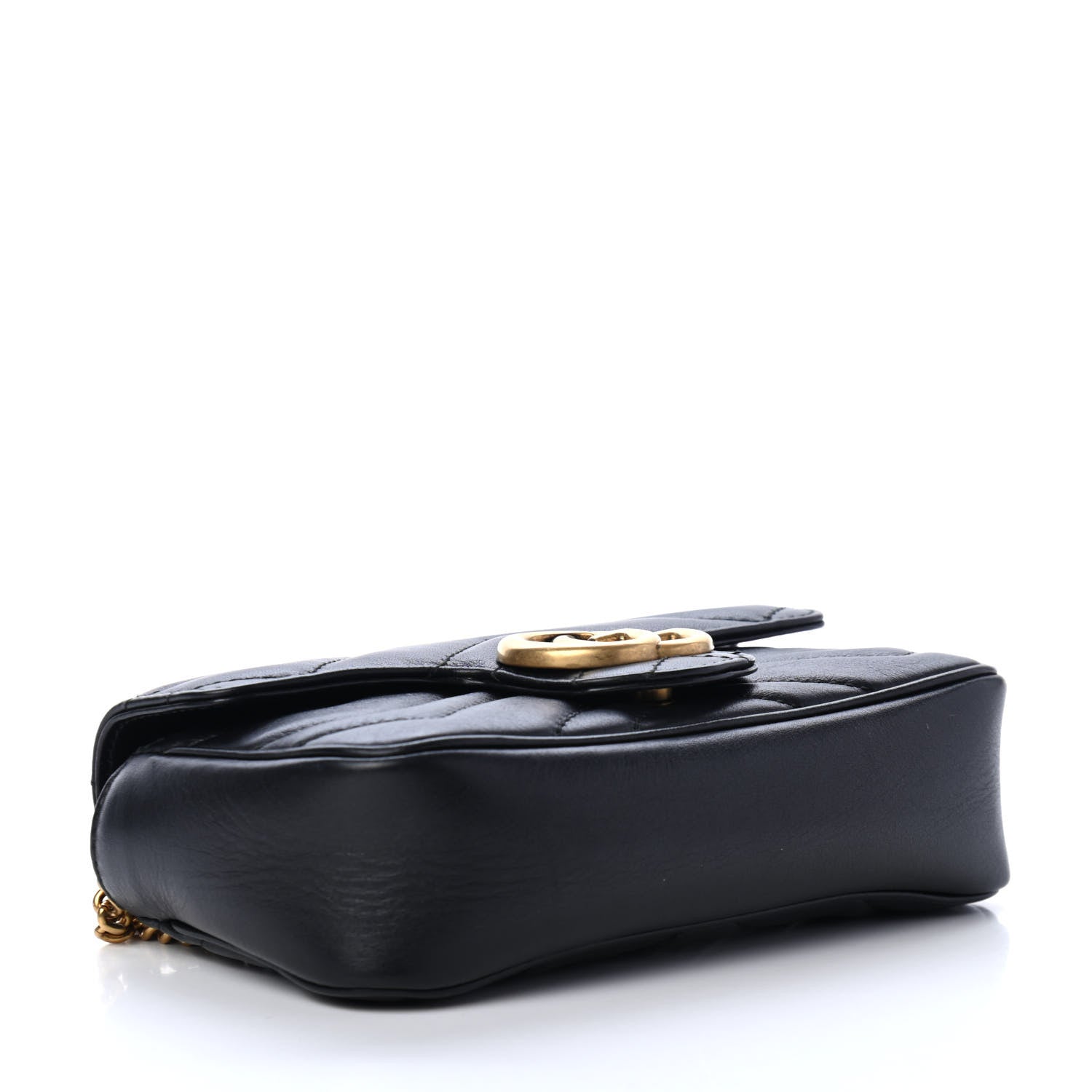 Gucci Calfskin Matelasse Super Mini GG Marmont Shoulder Bag Black 3 of 4