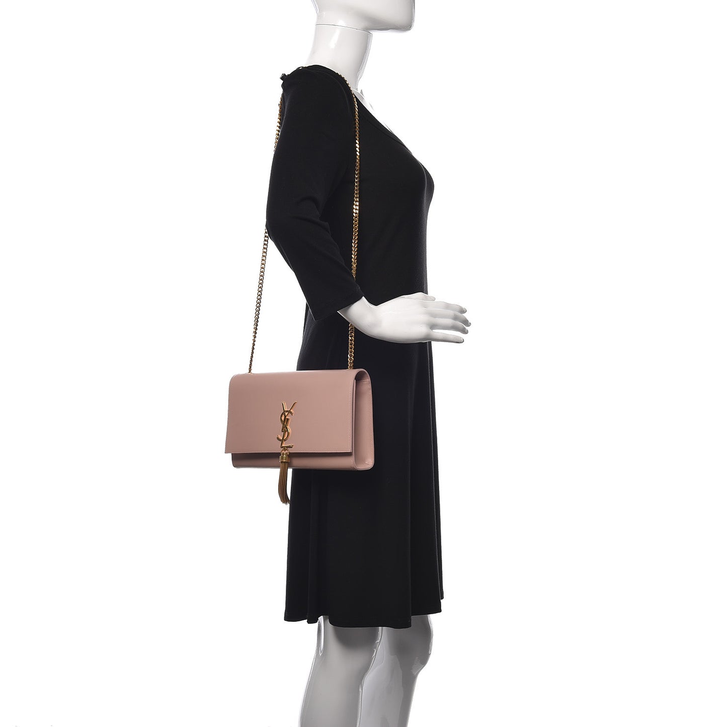 Smooth Calfskin Medium Classic Monogram Kate Tassel Satchel Pink
