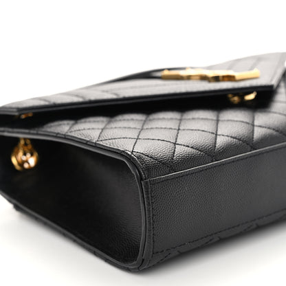 Saint Laurent Grain De Poudre Textured Mixed Matelasse Triquilt Medium Monogram Satchel Black 8 of 10