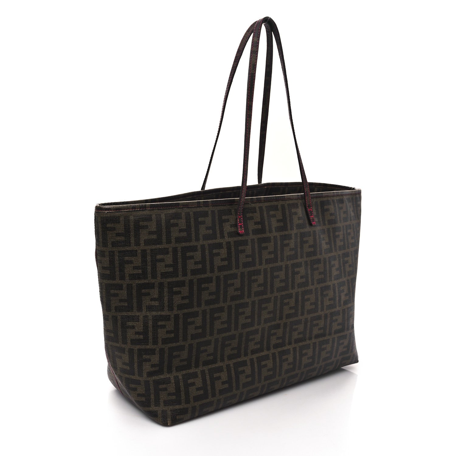 Fendi Zucca Spalmati Large Roll Tote Tobacco Fuxia 3 of 12