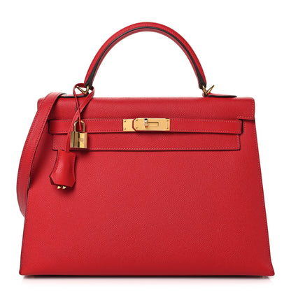 Hermes Epsom Kelly Sellier 32 Rouge Casaque 1 of 12