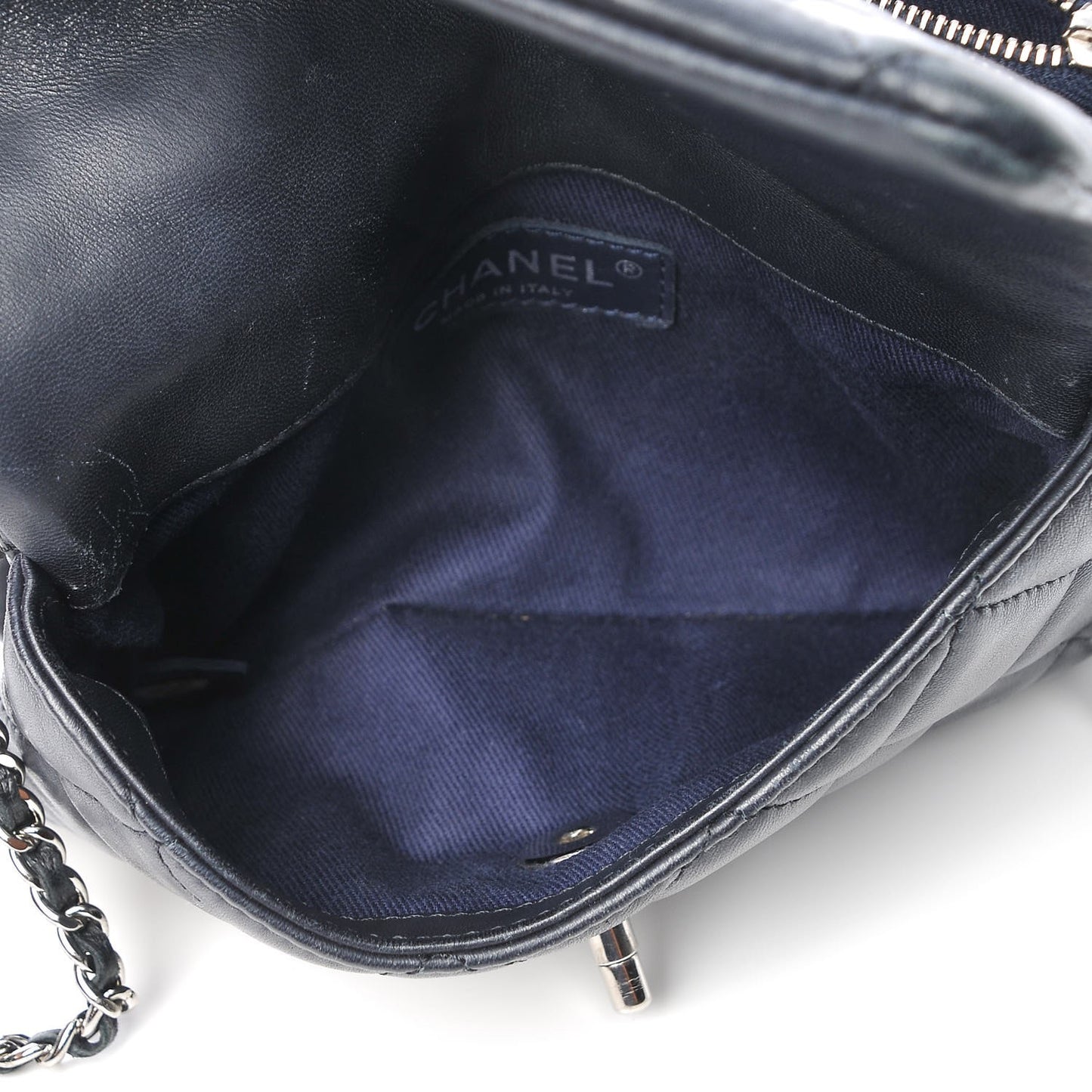 Lambskin Quilted Daily Zippy Crossbody Navy