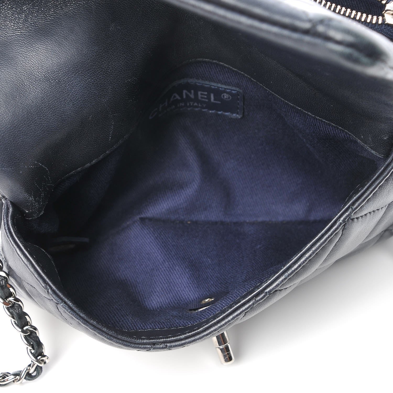 Chanel Lambskin Quilted Daily Zippy Crossbody Navy 6 of 9