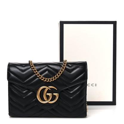 Gucci Calfskin Matelasse GG Marmont Chain Wallet Black 12 of 12