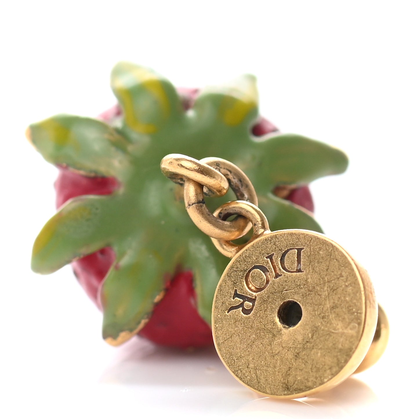 Metal Strawberry Logo Earring Gold Red