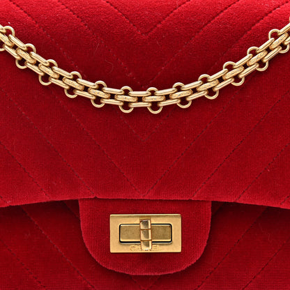 Chanel Velvet Chevron Quilted 2.55 Reissue 225 Flap Red 8 of 12