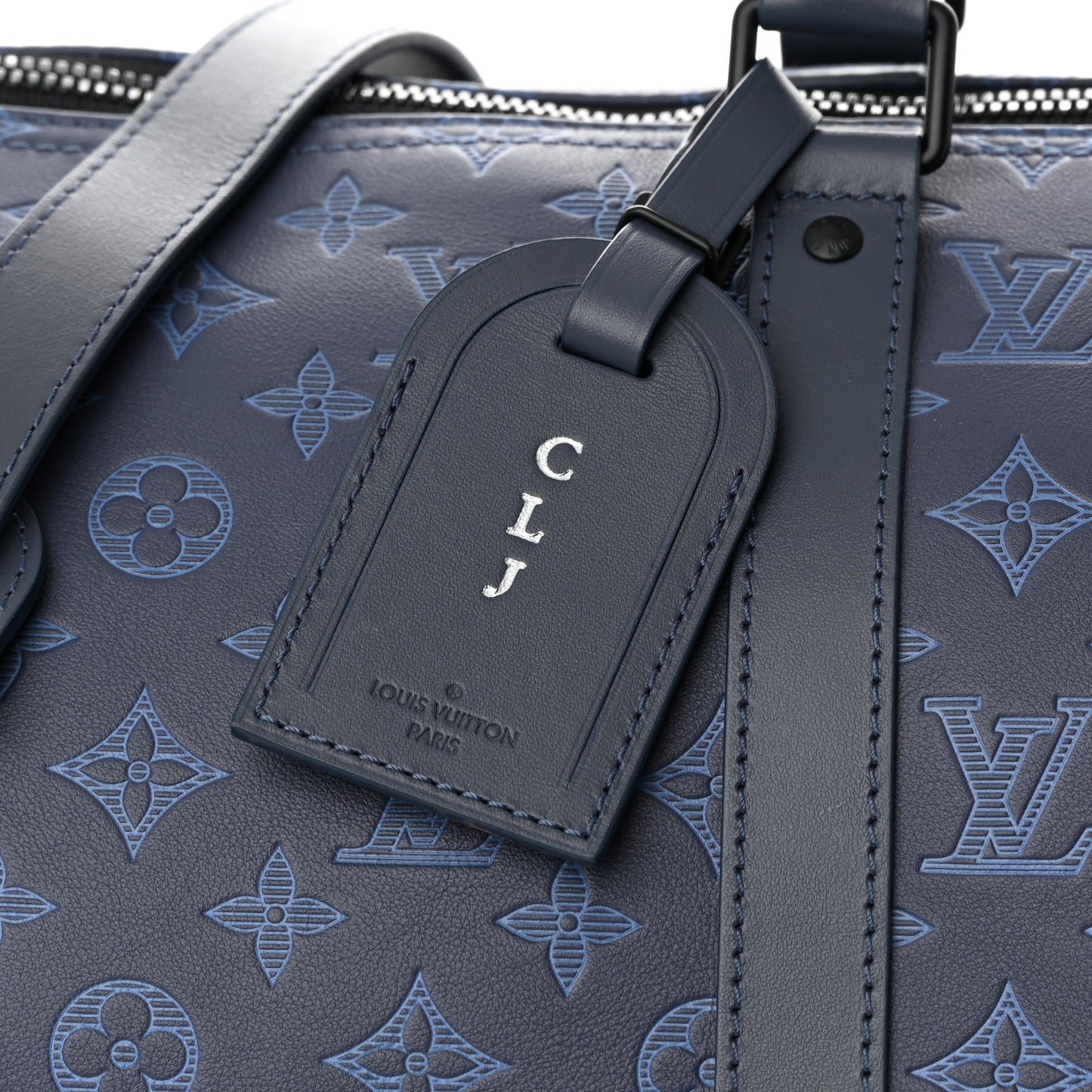 Calfskin Monogram Shadow Keepall Bandouliere 50 Navy