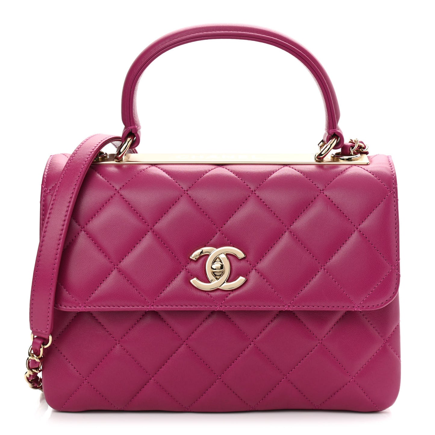 Lambskin Quilted Small Trendy CC Flap Dual Handle Bag Pink