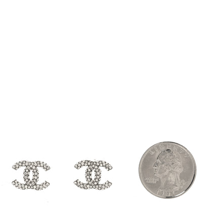 Chanel Crystal CC Treasure Chest Earrings Silver 2 of 4