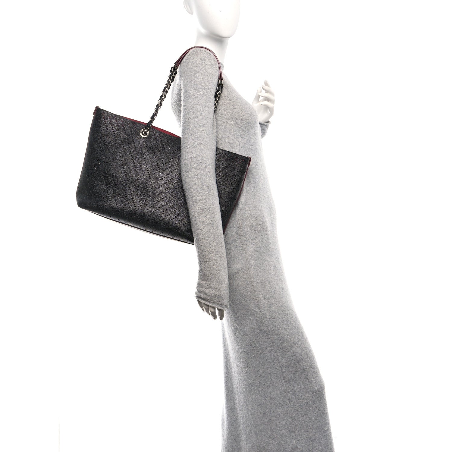 Chanel Perforated Grained Calfskin Large Shopping Tote Black 2 of 10