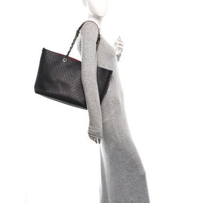 Chanel Perforated Grained Calfskin Large Shopping Tote Black 2 of 10