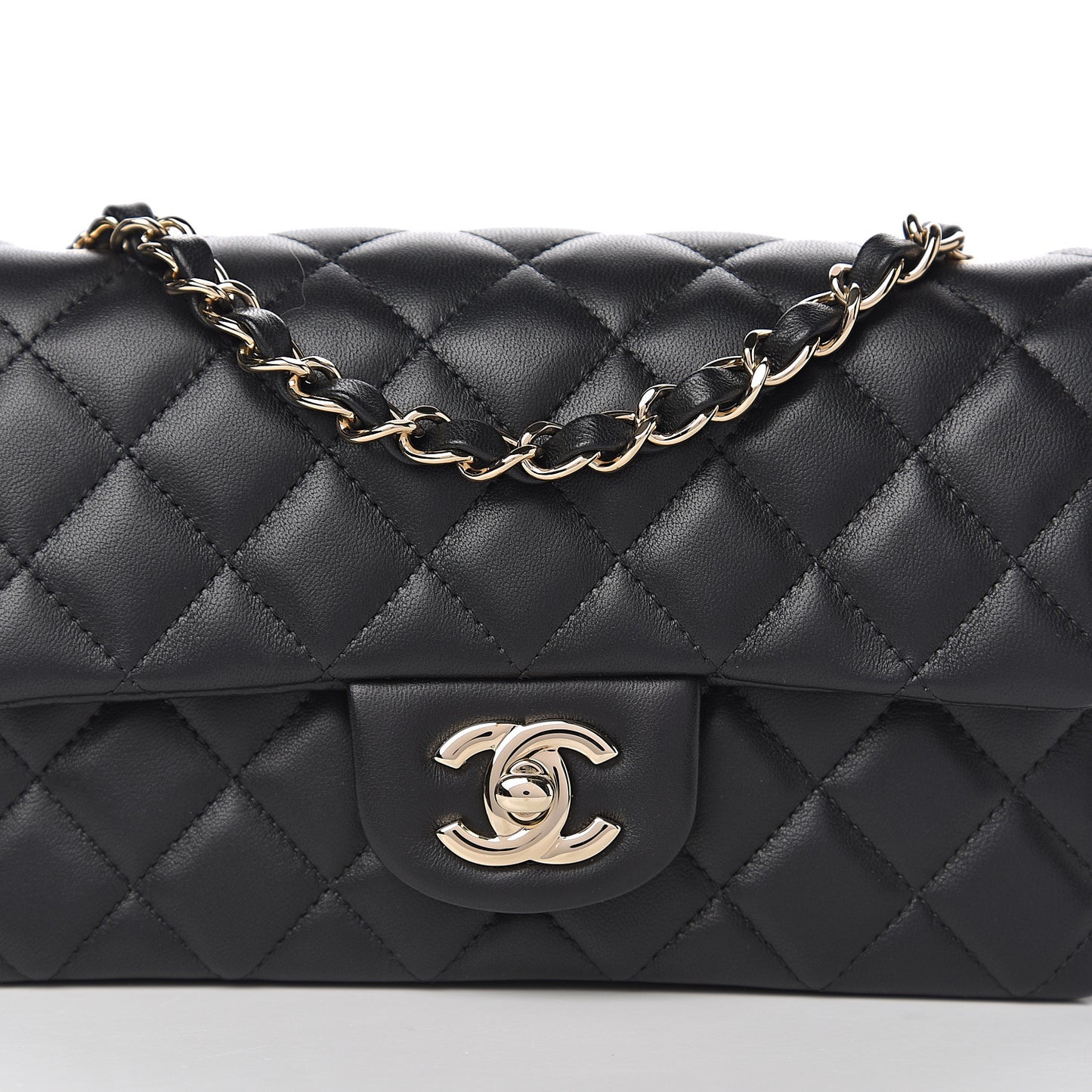 Lambskin Quilted Mini Rectangular Flap Black