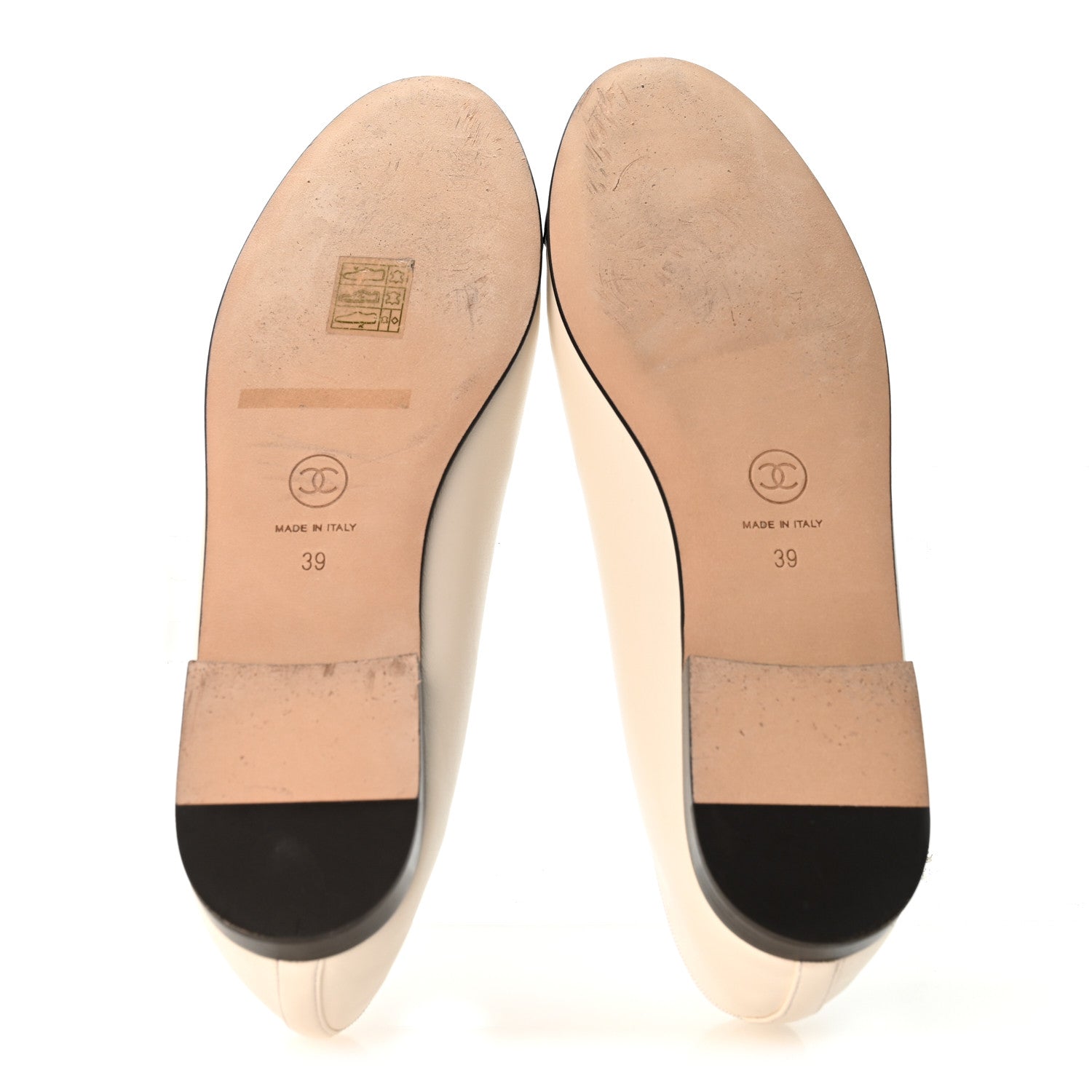Chanel Lambskin Cap Toe CC Ballerina Flats 39 White Black 6 of 10