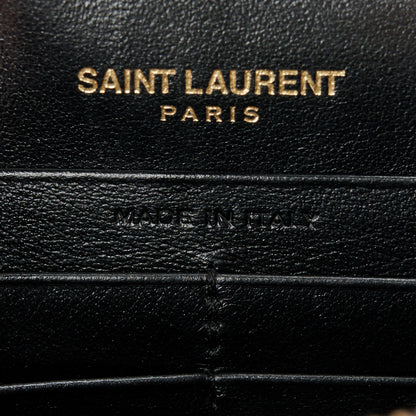 Saint Laurent Calfskin Crocodile Embossed Kate Monogram Tassel Chain Wallet Black 8 of 12
