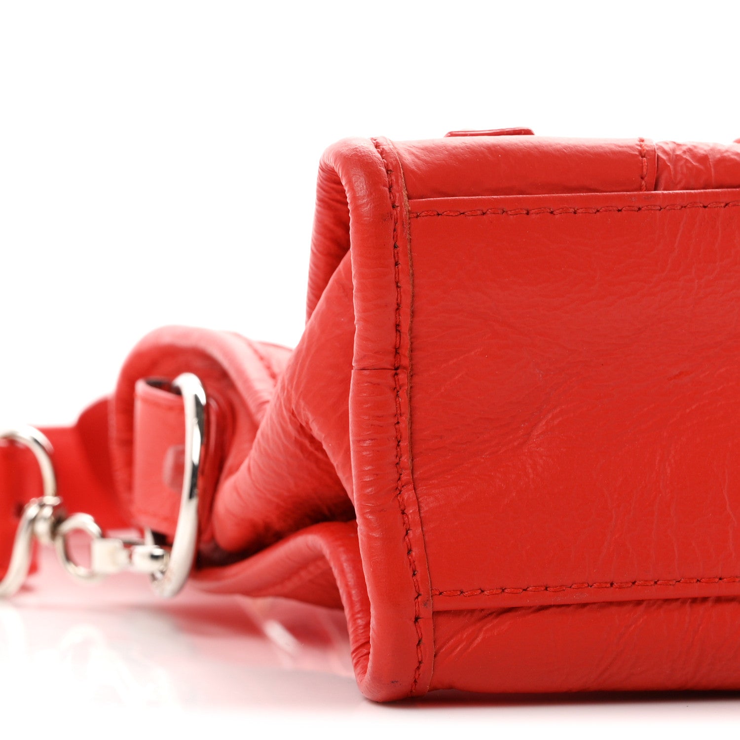 Balenciaga Matte Goatskin Rubber Covered Classic Hardware Mini City Rouge Coquelico Rouge Braise 10 of 11