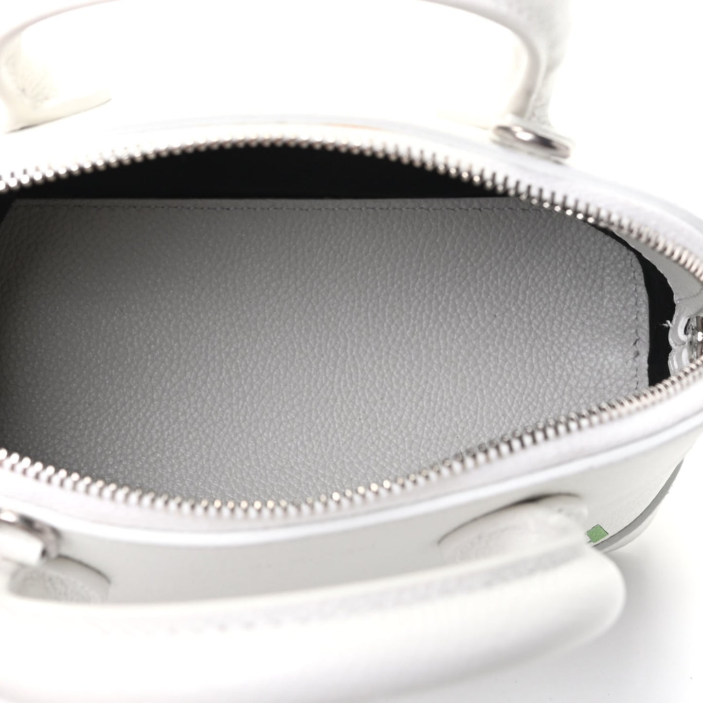 Grained Calfskin Logo XXS Ville Top Handle Bag White Light Green