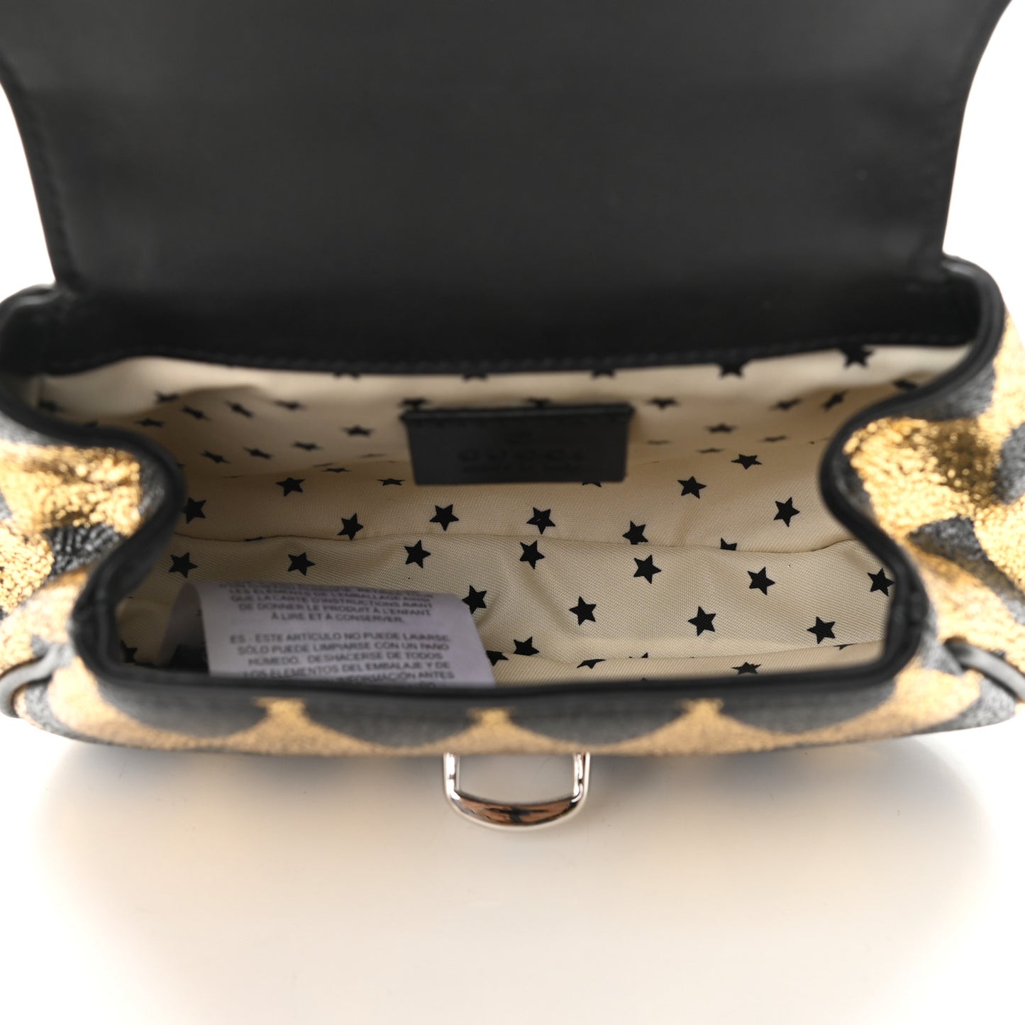 Metallic Cracked Calfskin Belt Bag Gold Black