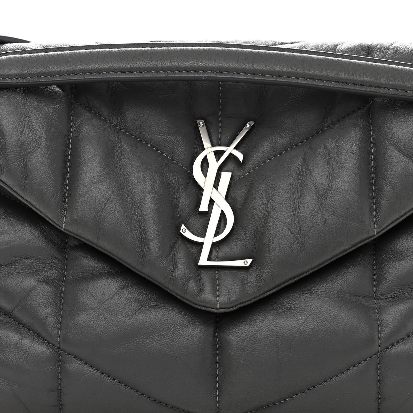 Lambskin Quilted Small Loulou Puffer Monogram Chain Satchel Concrete