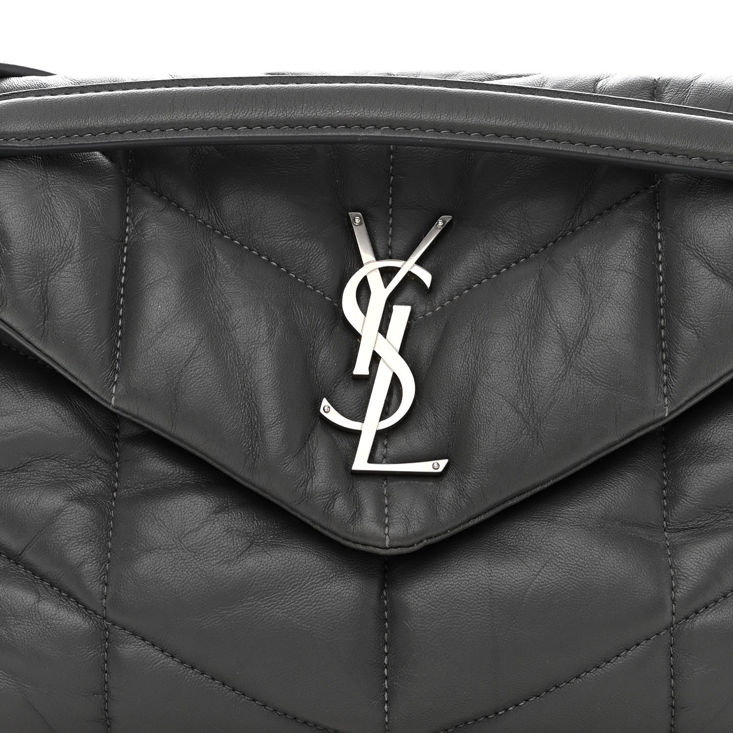 Saint Laurent Lambskin Quilted Small Loulou Puffer Monogram Chain Satchel Concrete 8 of 16