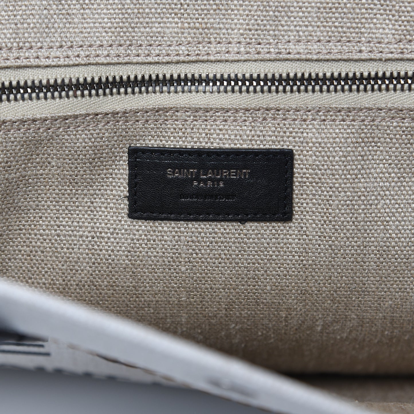 Linen Calfskin Rive Gauche Tote Optic White