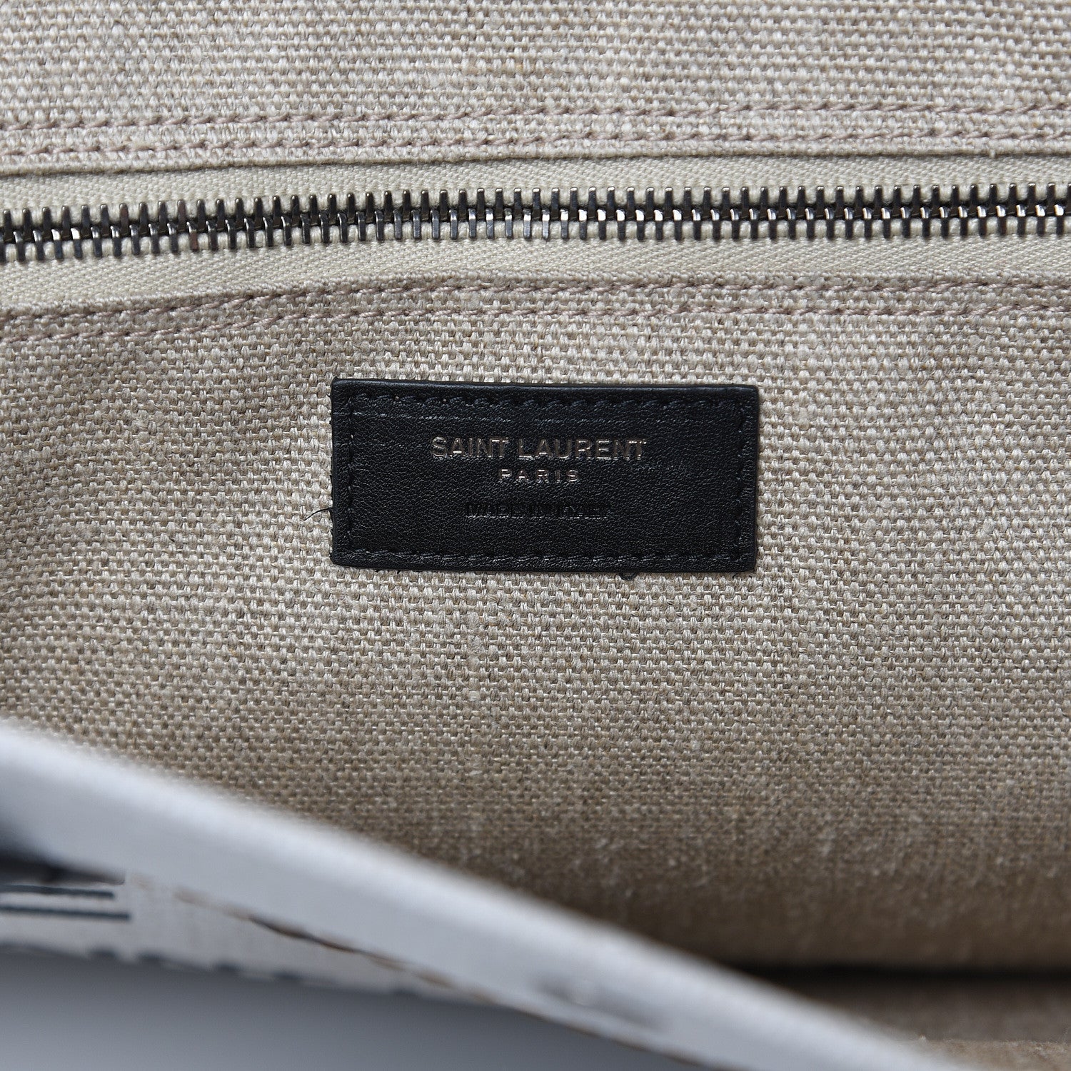 Saint Laurent Linen Calfskin Rive Gauche Tote Optic White 6 of 8