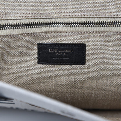 Saint Laurent Linen Calfskin Rive Gauche Tote Optic White 6 of 8