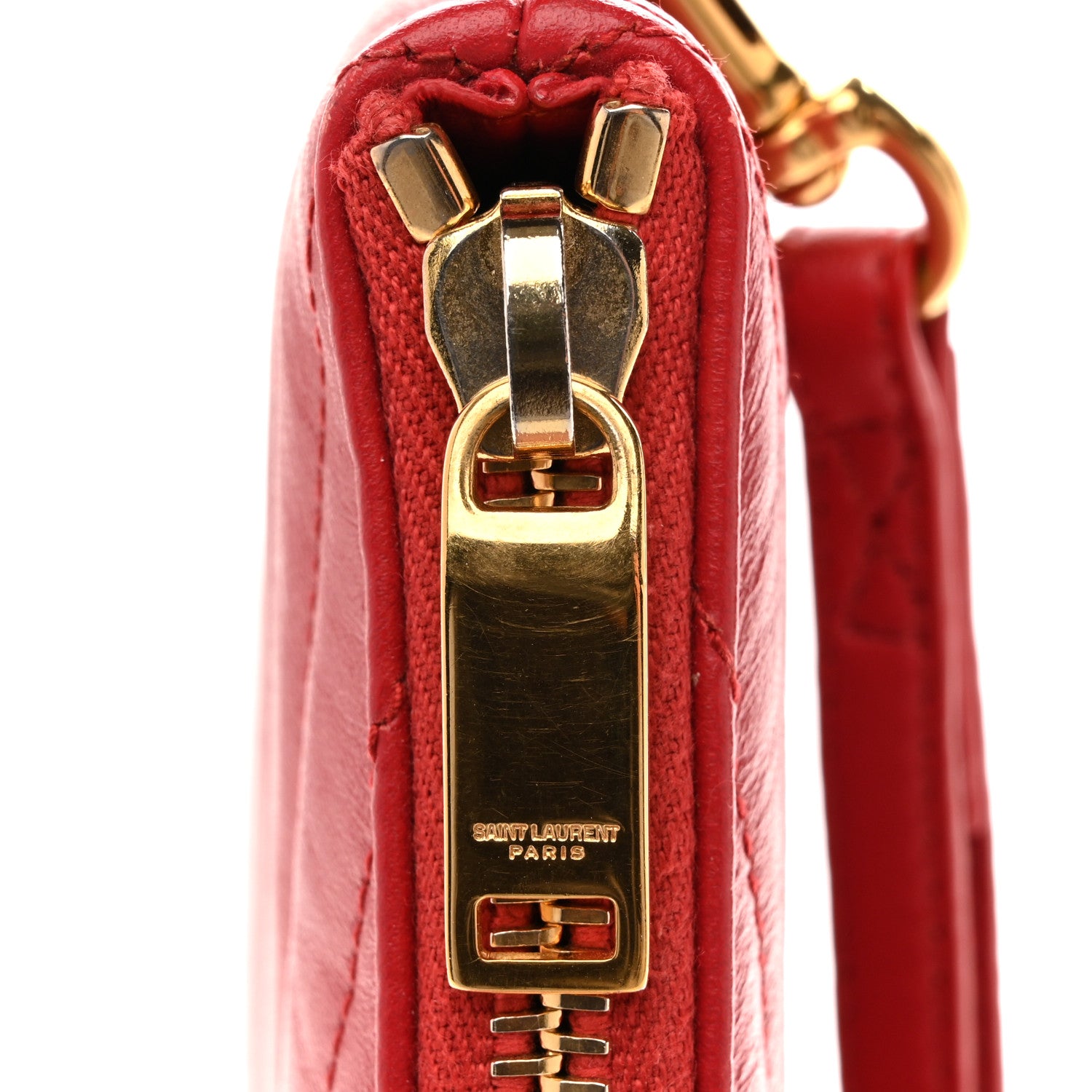 Saint Laurent Calfskin Matelasse Chevron Monogram A5 Wristlet Bandana Red 9 of 11