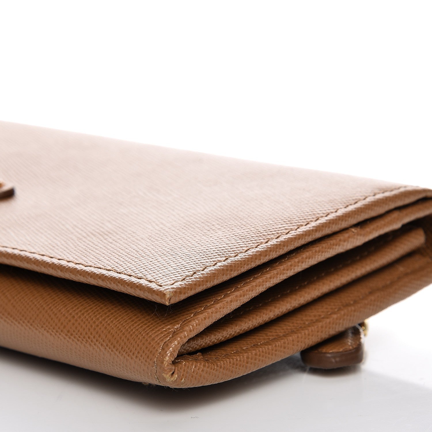 Prada Saffiano Continental Flap Wallet Caramel 7 of 10