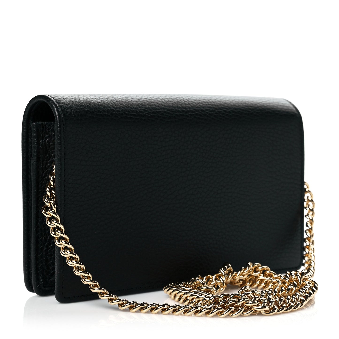 Calfskin Mini GG Marmont Chain Wallet Black