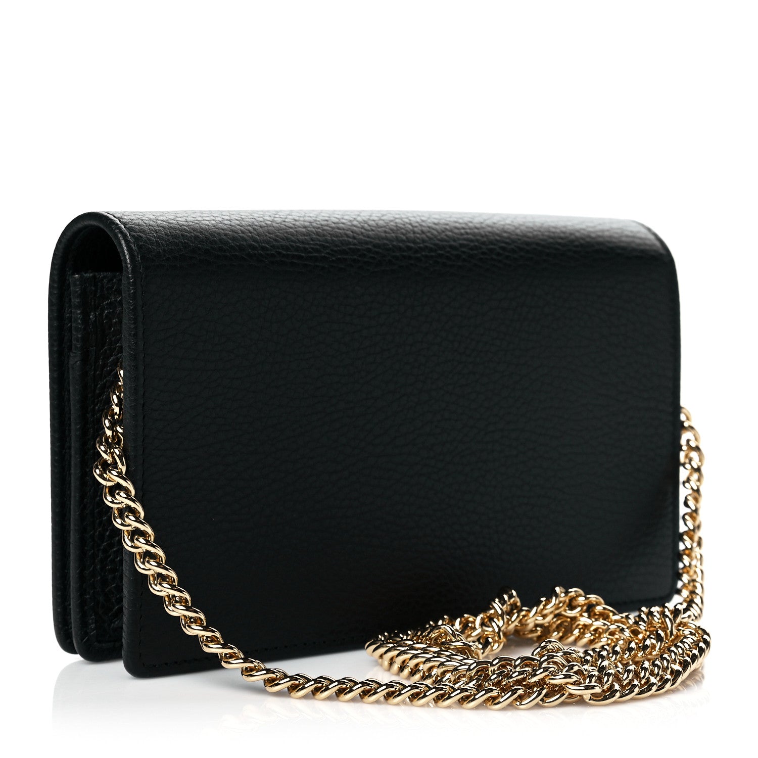 Gucci Calfskin Mini GG Marmont Chain Wallet Black 3 of 9