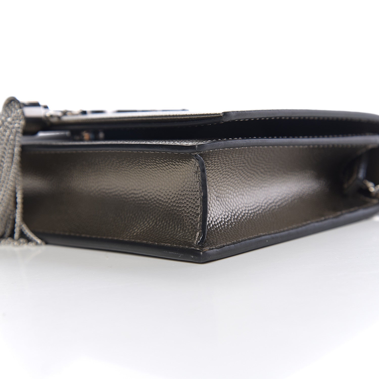 Saint Laurent Grain De Poudre Classic Monogram Kate Tassel Chain Wallet Piombo 8 of 9