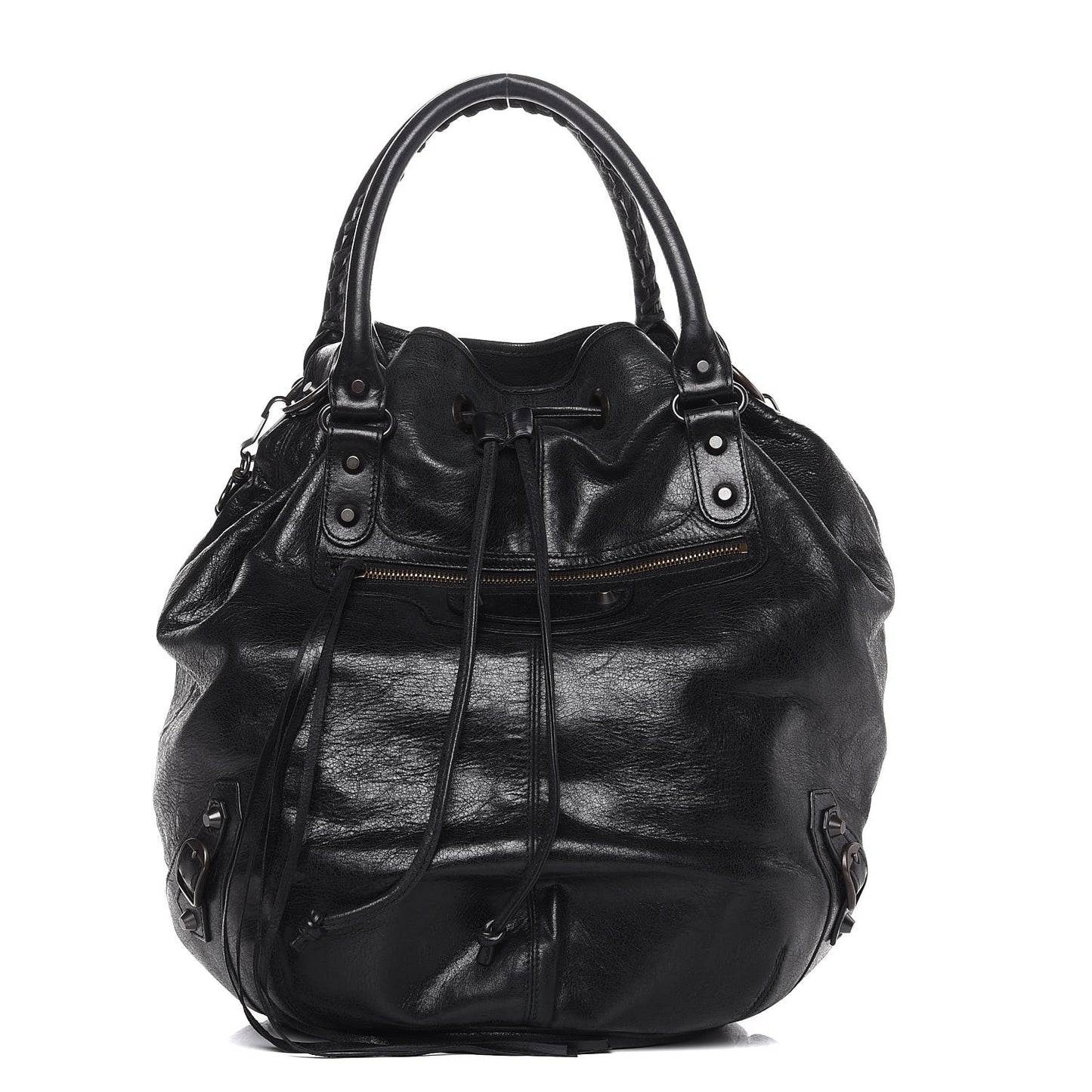 Agneau Classic Hardware Pompon Black