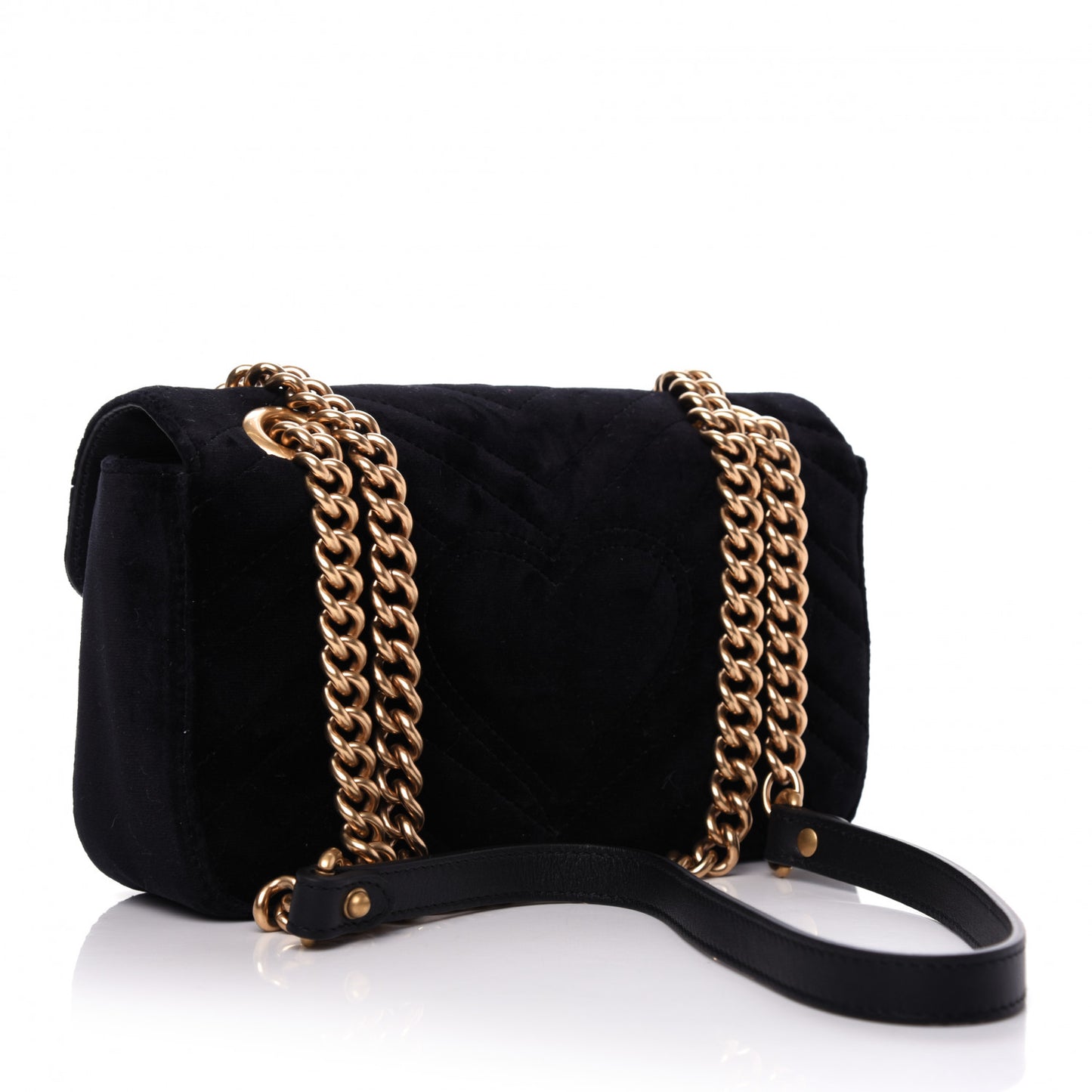 Velvet Matelasse Embroidered Mini GG Marmont Shoulder Bag Black