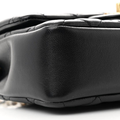 Chanel Shiny Lambskin Quilted Pearl Twist Mini Square Flap Black 9 of 11