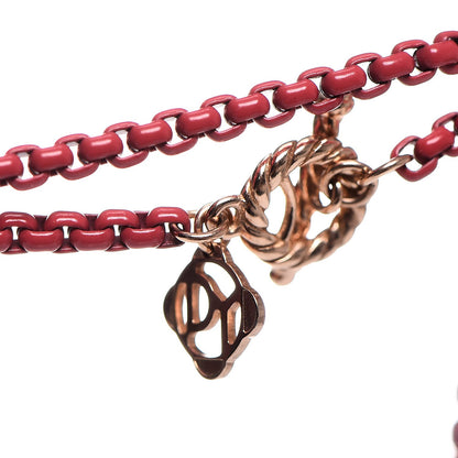 David Yurman Stainless Steel Acrylic 14K Rose Gold Bel Aire Chain Necklace Coral 5 of 7
