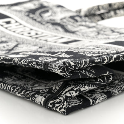 Christian Dior Canvas Embroidered Medium Plan De Paris Book Tote Black White 10 of 10