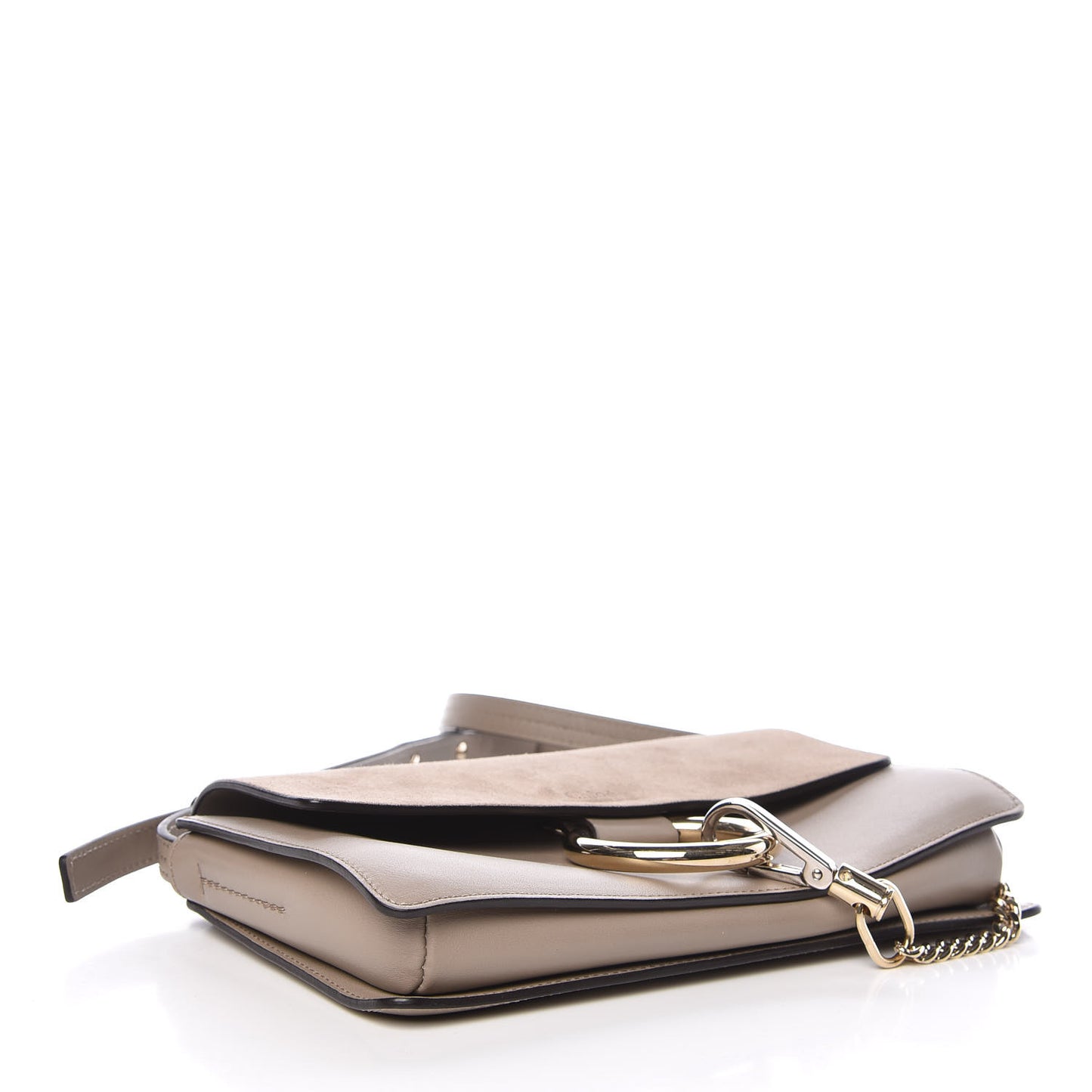 Suede Calfskin Small Faye Shoulder Bag Motty Grey