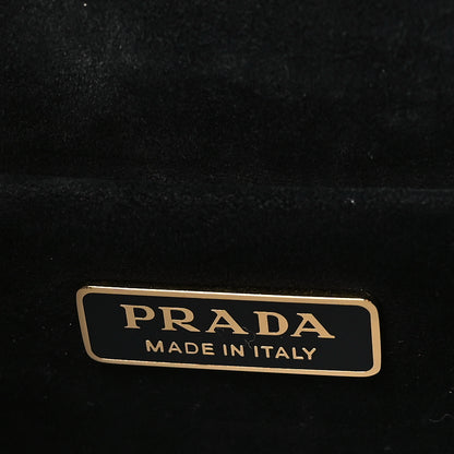 Prada Velluto Ricamo Cahier Shoulder Bag Black 6 of 8
