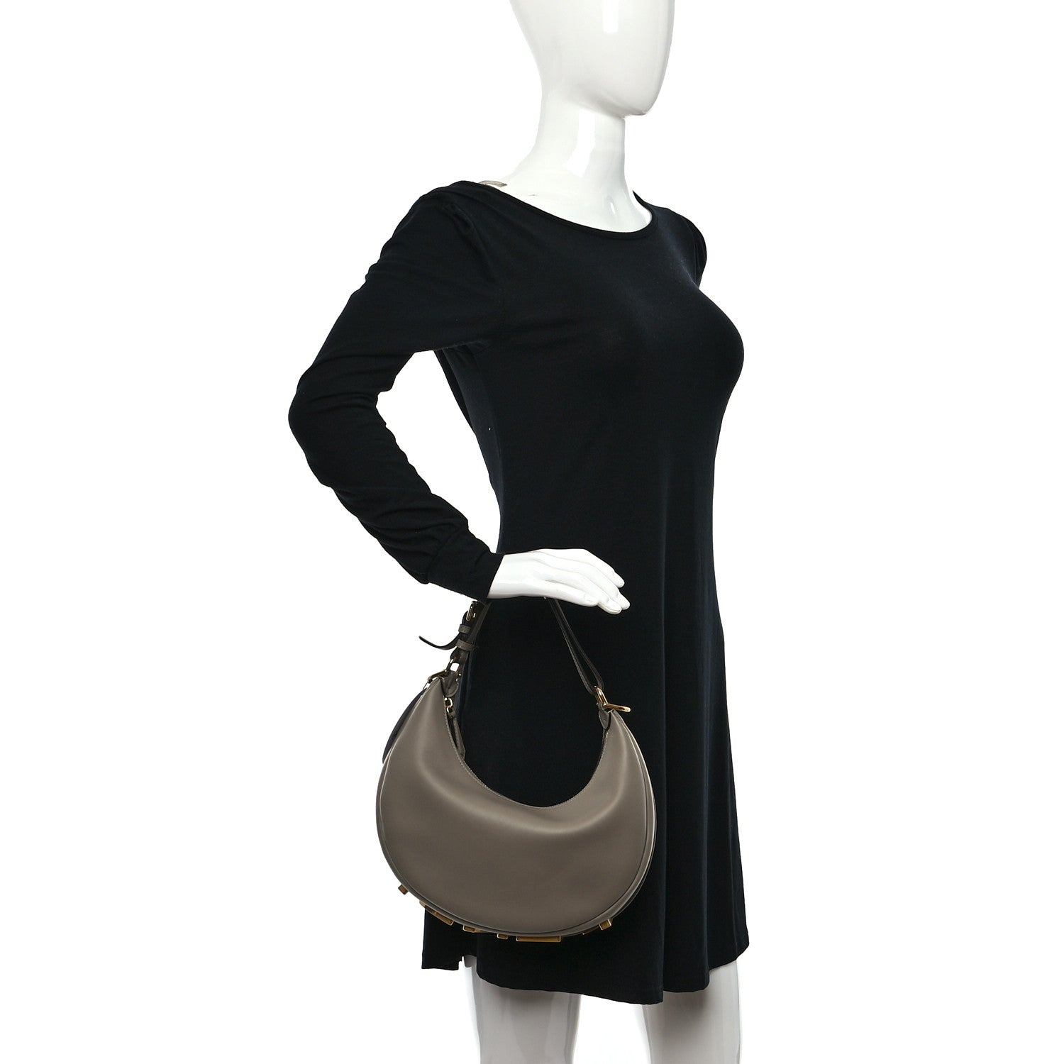 Fendi Vitello Grace Matte Small Fendigraphy Hobo Bag Tortora 2 of 9