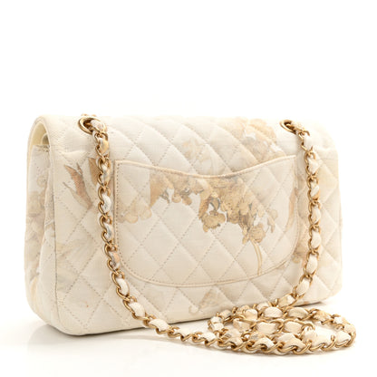Chanel Denim Floral Printed Medium Double Flap Beige 3 of 9
