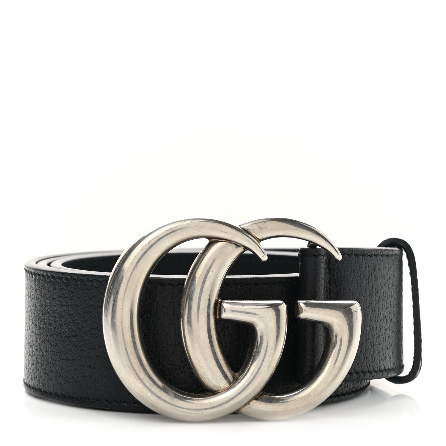 Gucci Textured Dollar Calfskin Nickel Double G 40mm Belt 85 34 Black 1 of 7