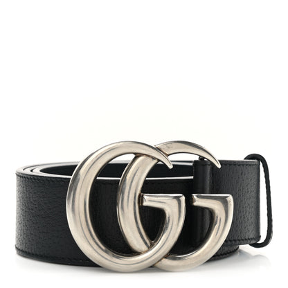 Gucci Textured Dollar Calfskin Nickel Double G 40mm Belt 85 34 Black 1 of 7