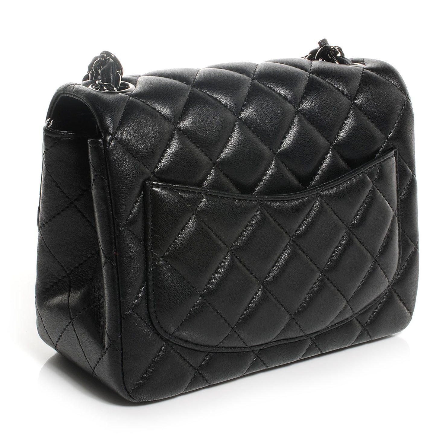 Lambskin Quilted Mini Square Flap Black