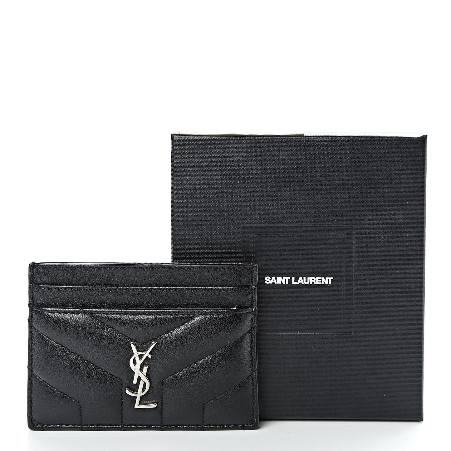Calfskin Y Quilted Monogram LouLou Credit Card Case Black