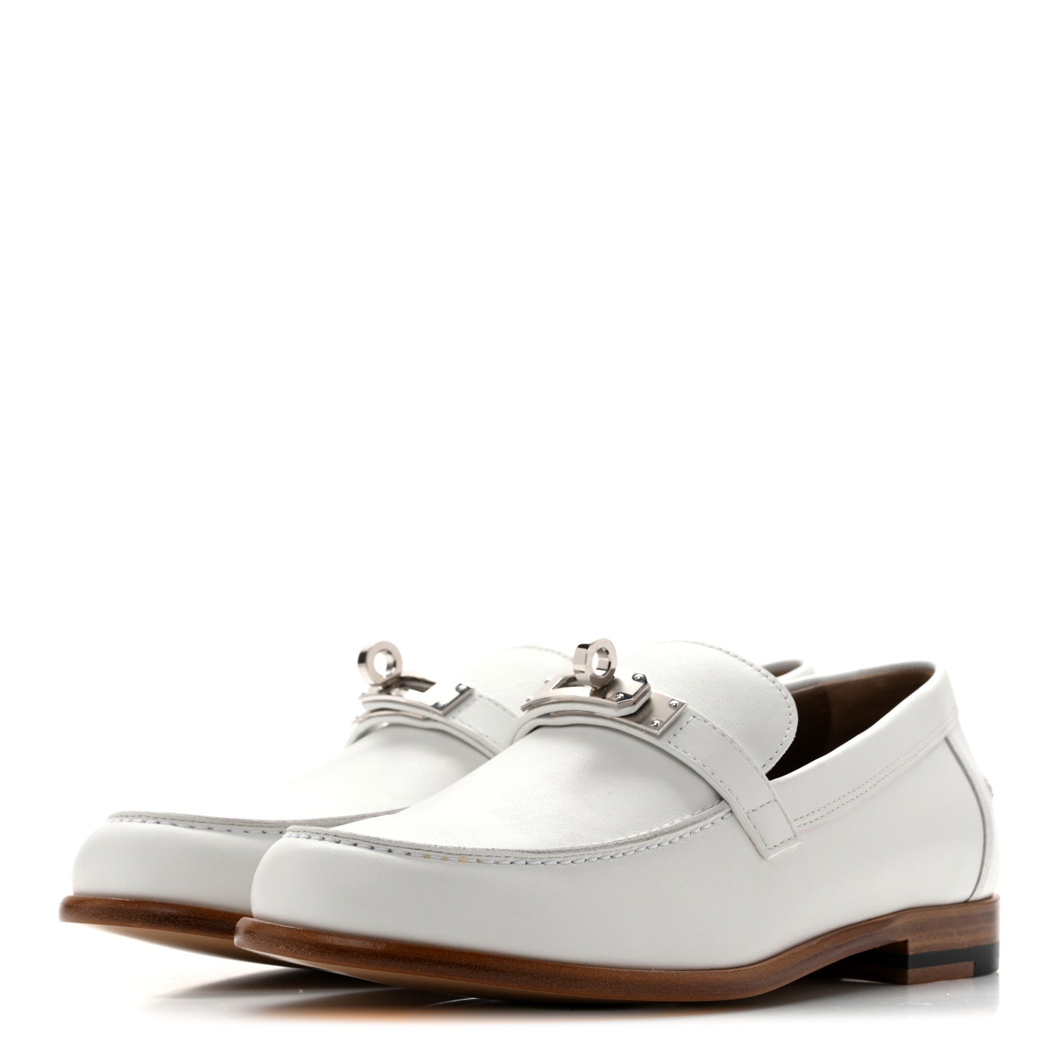 Hermes Calfskin Womens Destin Loafers 36 White 4 of 12